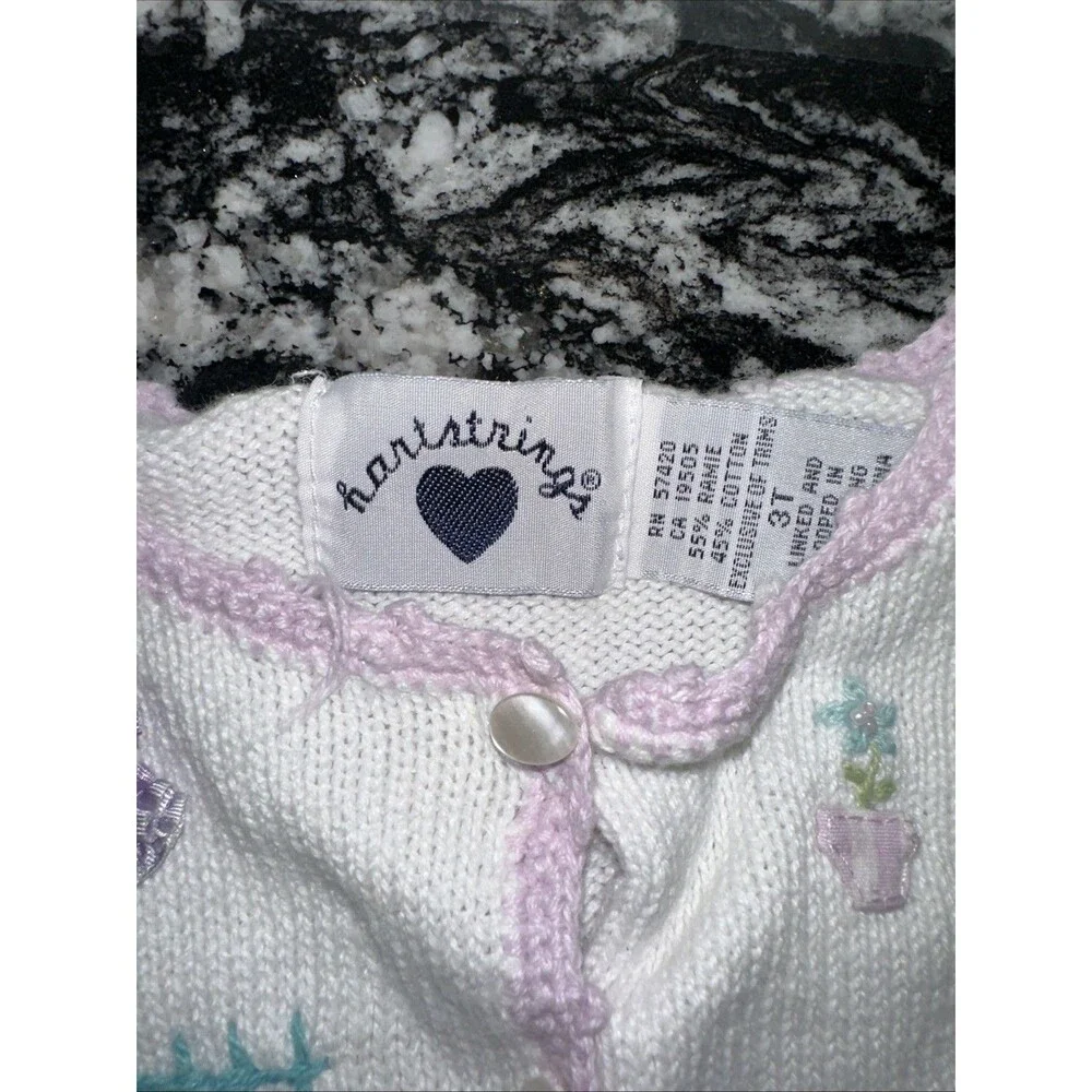 Vintage Hartstrings cardigan 3T   pastel floral and Easter Egg Hunt embroidery